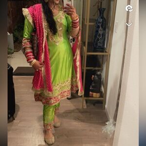 Mehndi green pant suit set